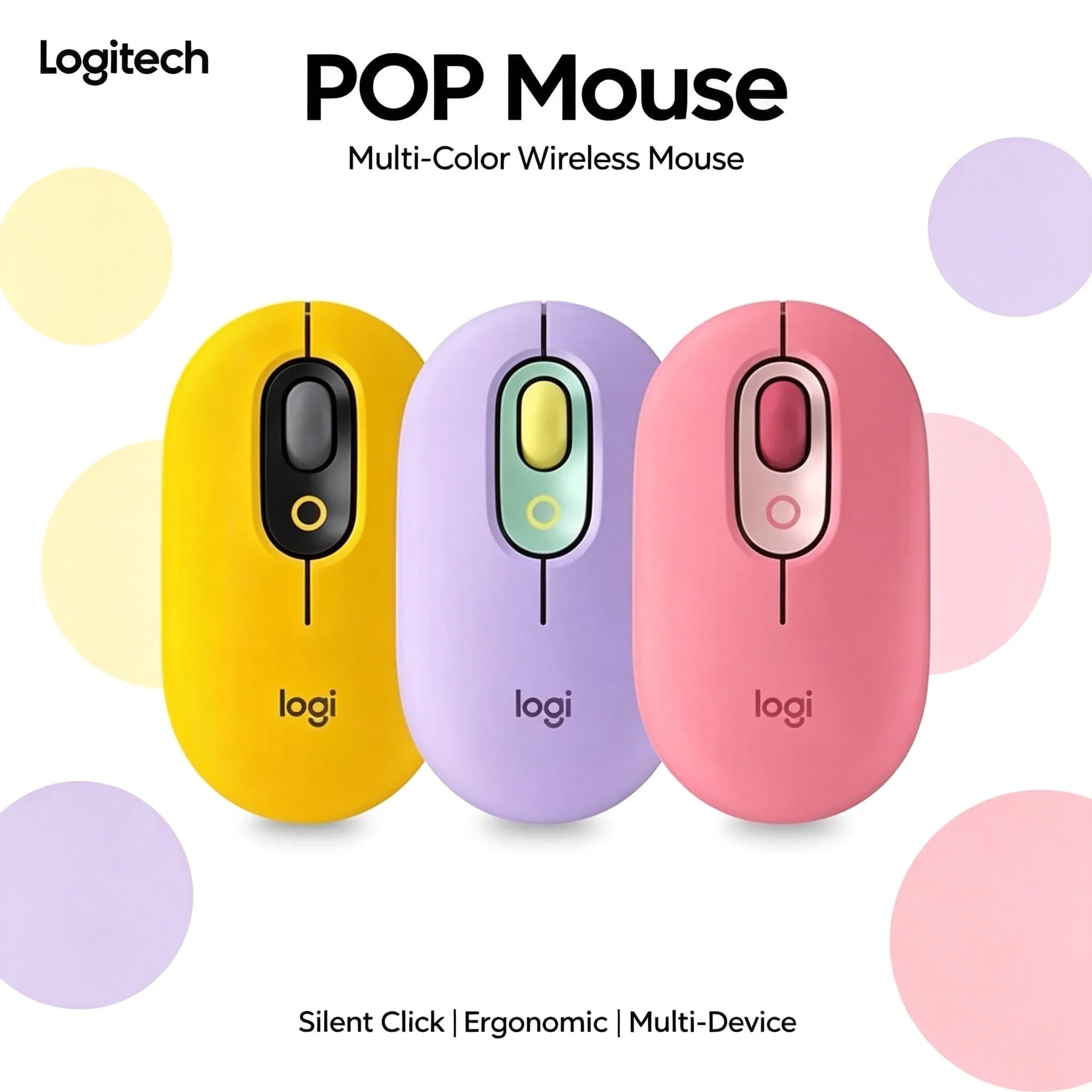 Logitech POP Mouse Fashion Color Multi‑Device Wireless Bluetooth Mouse Ergonomic Silent Mice For Laptop Desktop