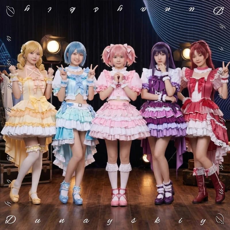 Costume Cosplay di Sayaka Kyoko Mami Akemi Homura Kaname Madoka, Uniforme Anime Puella Magi Madoka Magica con Set Parrucca per Donna