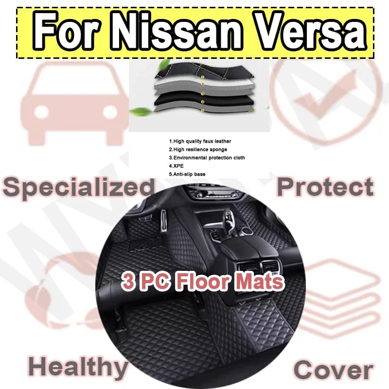 Tappetini per auto automobilistici personalizzati di lusso per Nissan Versa 2011 2012 2013 2014 2015 Auto di lusso in pelle uomo donna tappetini per auto completi