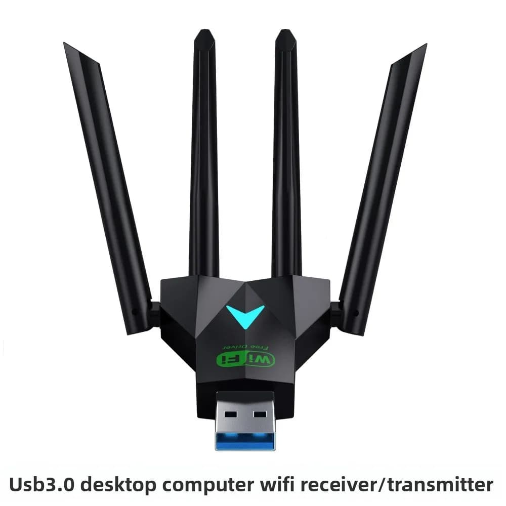 Adattatore WiFi USB Dual Band con 4 Antenne, Interfaccia USB 3.0, Dual Band 2.4G/5Ghz 1300Mbps, Dongle WiFi Potente Ricevitore