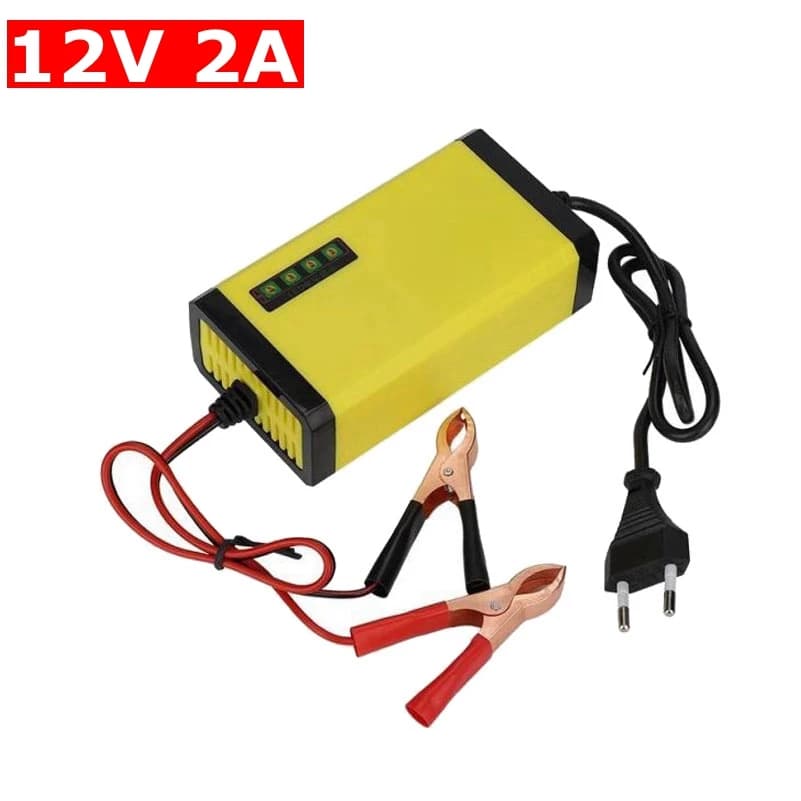 EU Plug 12V 2A Automatic Motorcycle Battery Charger For Lead Acid Wet Dry AGM GEL Battery 7AH 12AH 14AH 20AH With Led Indicator
