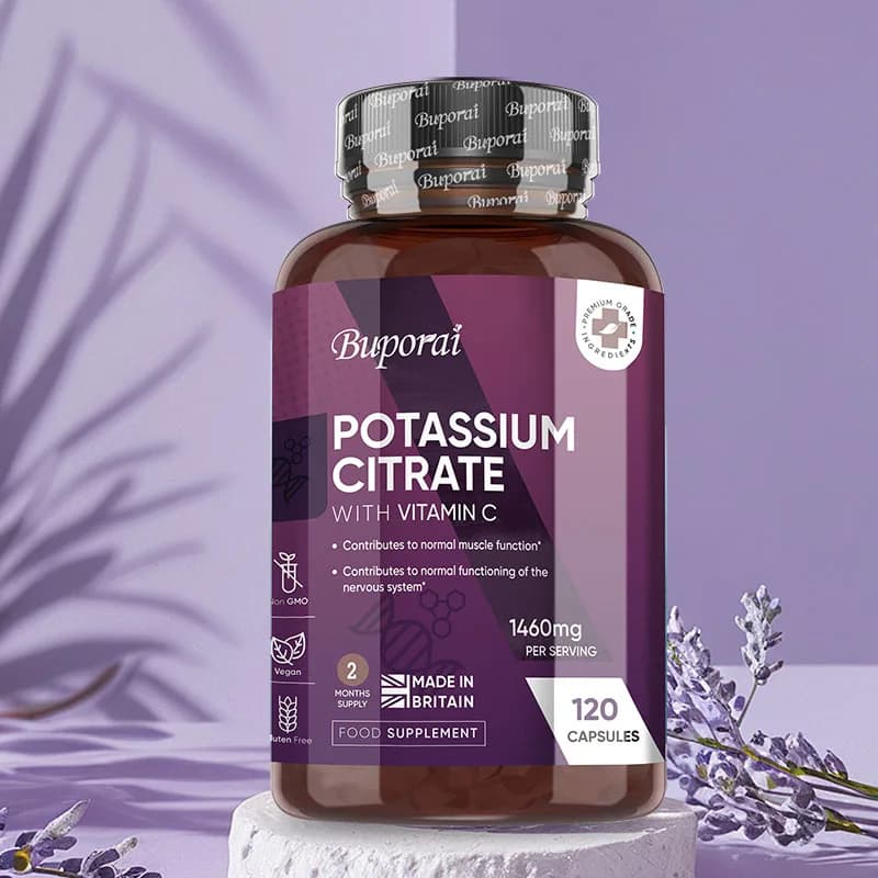 Potassium Citrate Supplements: Supports the balance of electrolytes, muscle function and nervous system health and increases energy