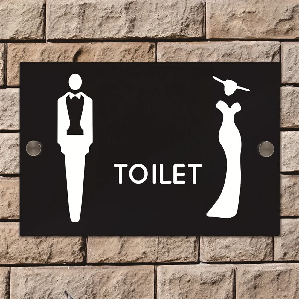 Insegna WC in acrilico personalizzata per porte del bagno Logo 3D galleggiante per residui familiari Appartamenti Hotel Incluso design WC