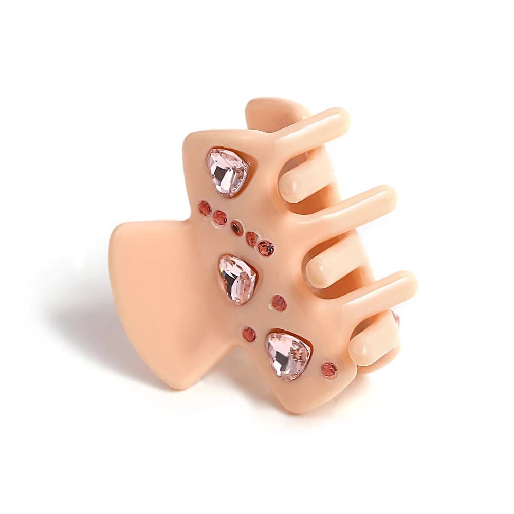 AENSOA Cuore rosa Zircone cubico Modello a cuore riempito Mini clip per afferrare in acido acetico per le donne Chic acrilico Delicatezza Forcina estiva