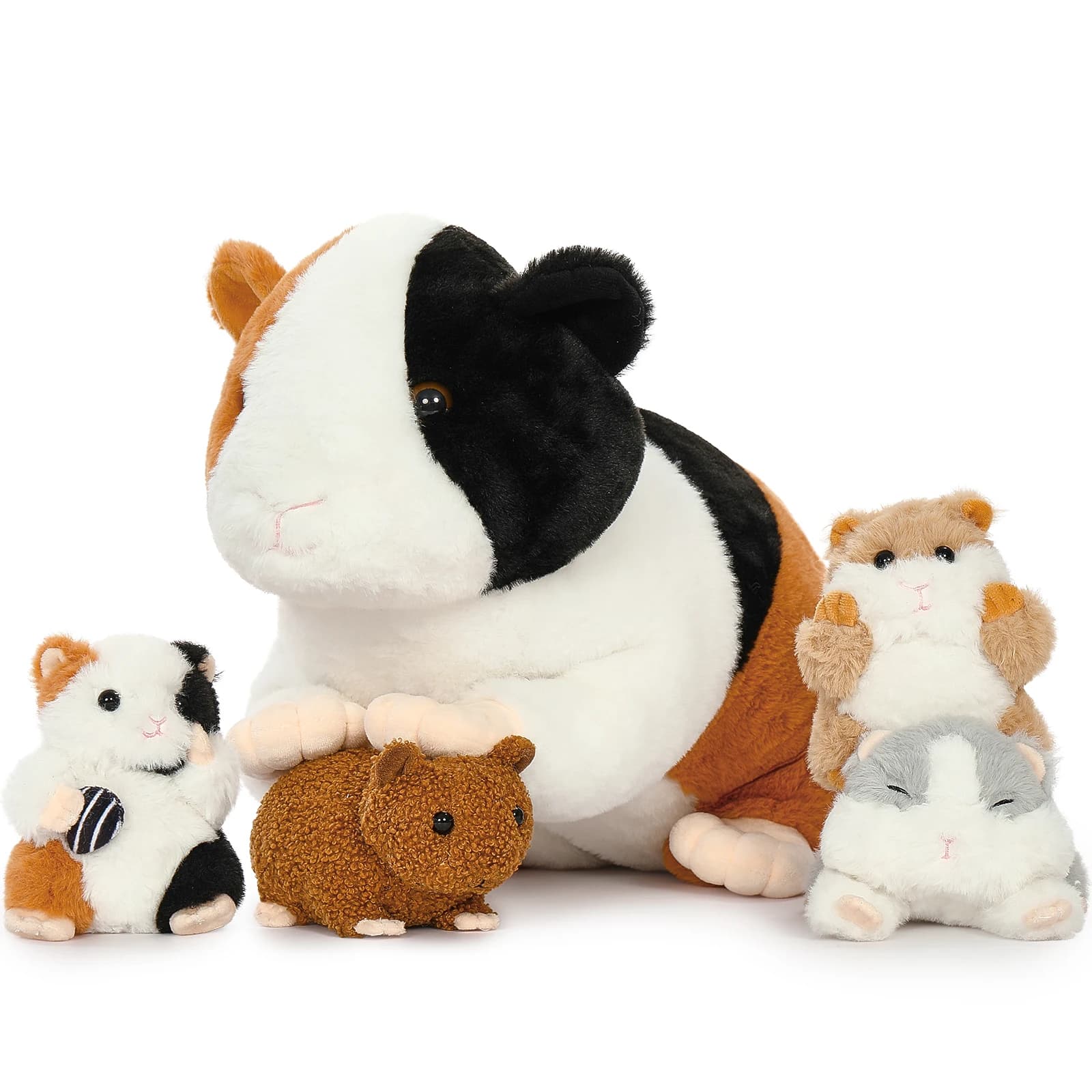 MorisMos Guinea Pig Teddy con neonati all'interno, criceto realistico peluche morbido peluche giocattoli forciti, regalo di compleanno Kawaii fo
