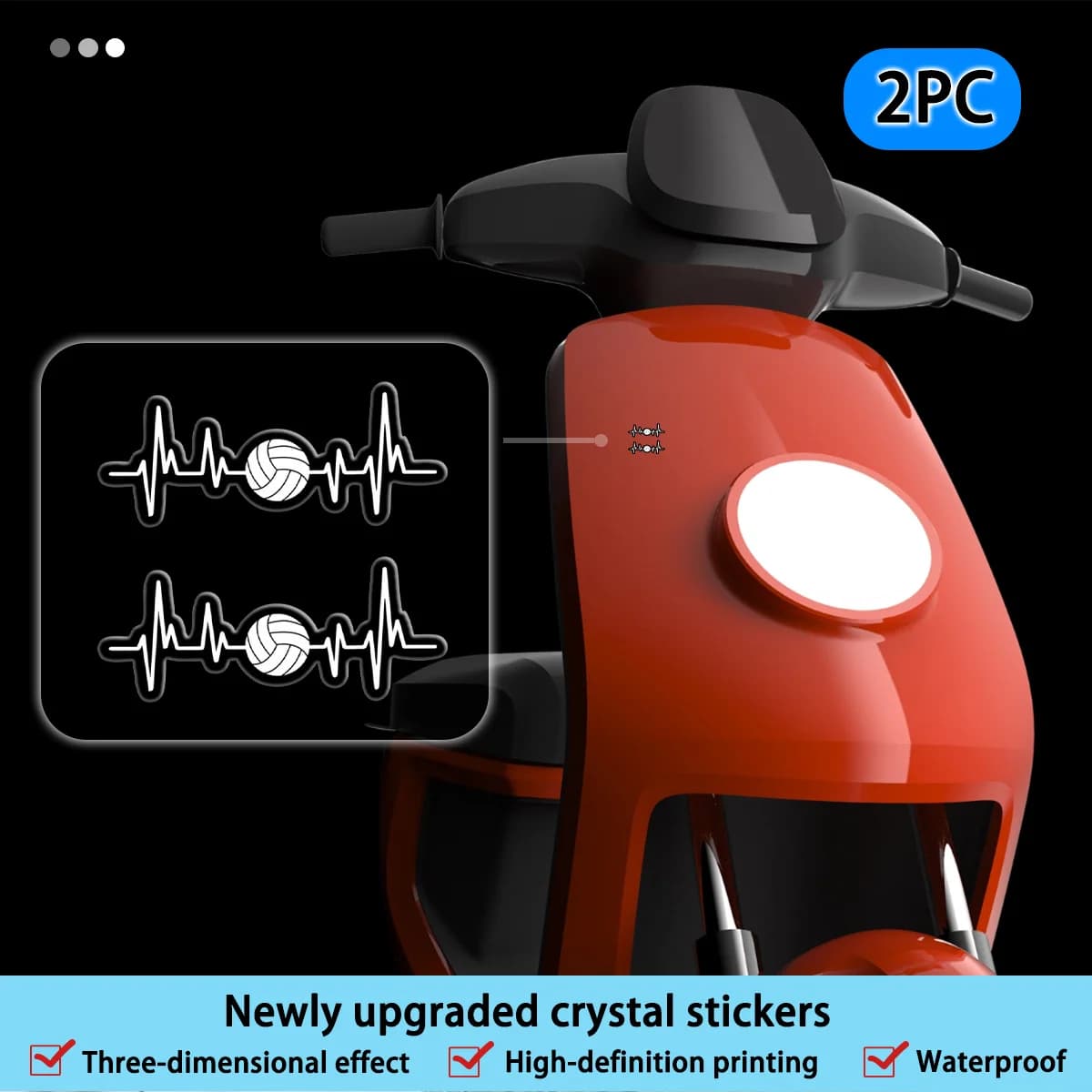Volleyball Heartbeat Vinyl Stickers, Waterproof & Scratch Resistant, for Car, Motorcycle, Laptop