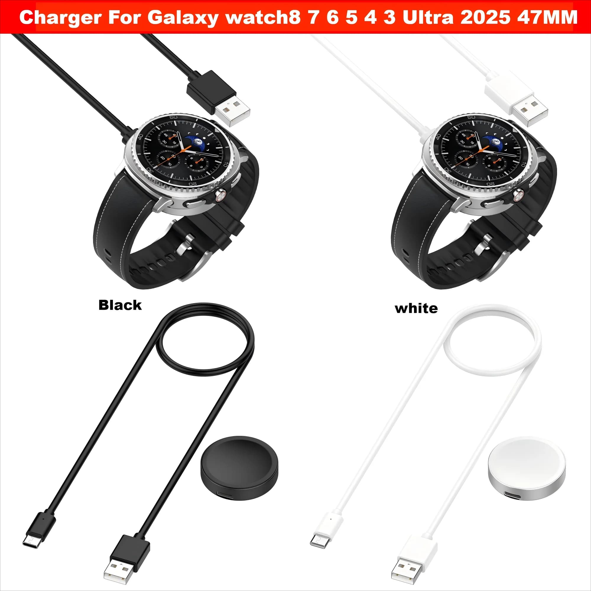 Caricabatterie per Samsung Galaxy watch 8 7 6 5 4 3 smart watch Cavo di ricarica per Galaxy watch Ultra 2025 47mm Galaxy watch8 Adattatore