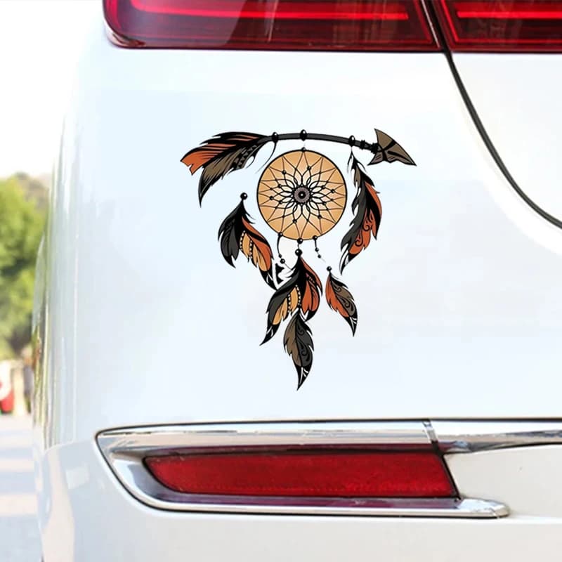 Dreamcatcher With Feathers Car Sticker Vinyl Decals - Durable, Weatherproof Sticker for Cars, Laptops, SUV, Van, Trunk