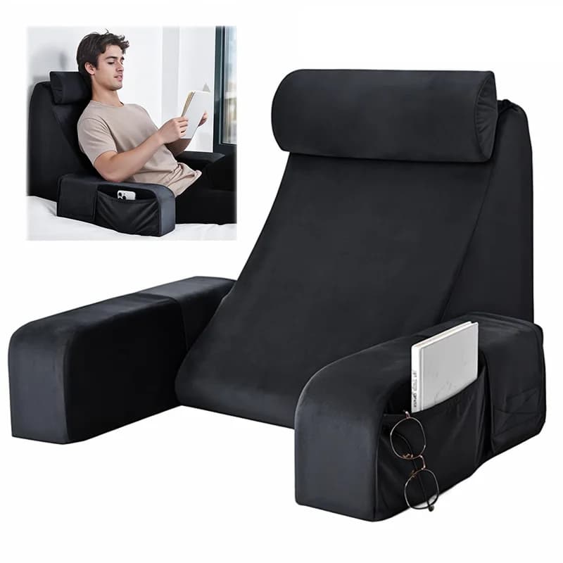 Comfortable Back Support Pillow Cushion with Arms for Adults,Soft Bed Reading Pillow Ideal for Reading Working Gaming Relaxing