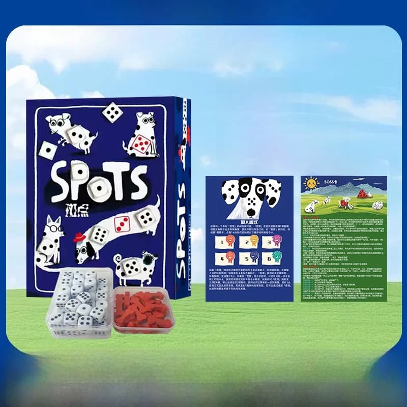 Gioco da Tavolo Spots Dog Versione Cinese, Gioco di Dadi e Carte, Giocattolo Educativo Divertente per l'Intelligenza dei Cani