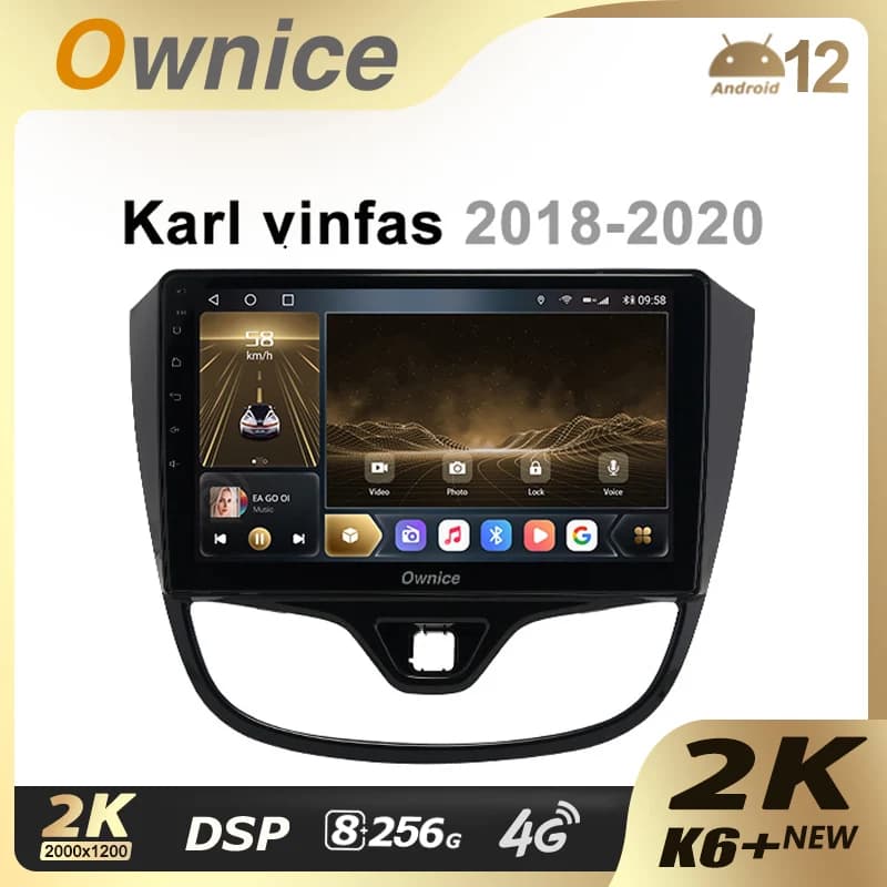 Ownice K6+ 2K per Opel Karl Vinfas 2018 - 2020, Sistema Multimediale Android 12 8+256G, Autoradio con Visione Panoramica 360° e 4G LTE