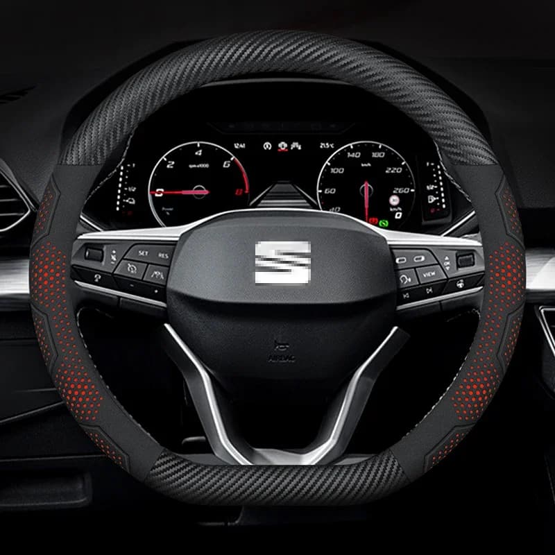 Per SEAT Leon Ibiza FR 2 Ateca Arona Exeo Arosa Tarraco Mii Coprivolante in fibra di carbonio e pelle scamosciata Accessori auto