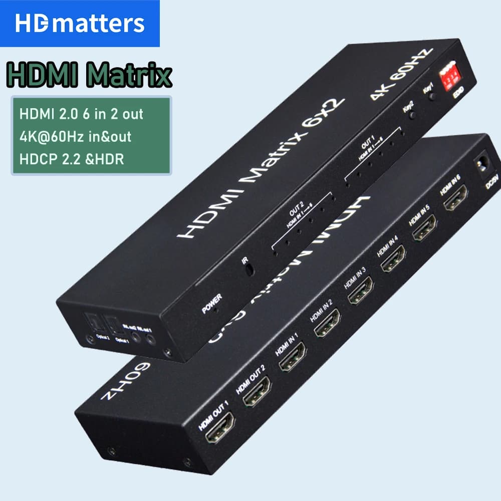 Matrix HDMI 4K 60Hz HDMI 2.0 Matrix Switch splitter HDMI 6X2 Matrix HDMI 4X2 Matrix HDMI 2X2 Matrix HDMI 2X4 Matrix with audio