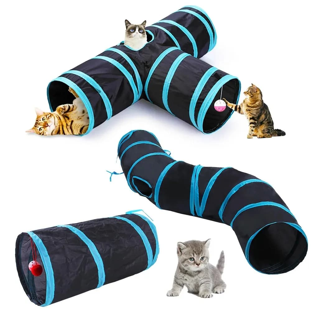 Tunnel per gatti Parco giochi giocattolo di addestramento interattivo per animali domestici Tunnel da gioco per gatti Tunnel pieghevole per canali T Giocattolo per gatti Secchio per trapano traspirante