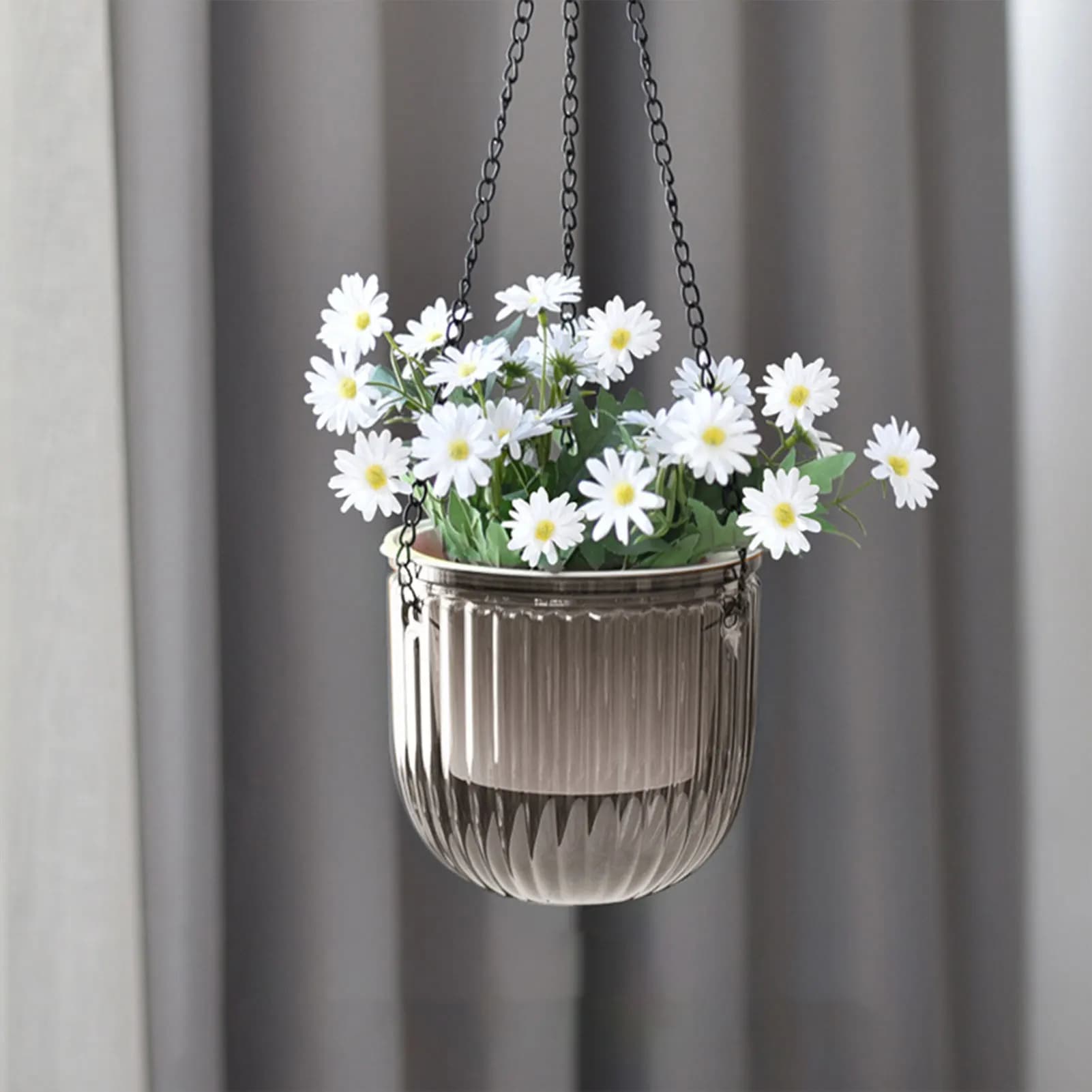 Plant vases with Automatic Irrigation, Transparent Basket Suspended for Plants Pothos and Spider-Plant, Interior Garden Decoration ABS Hydroponic