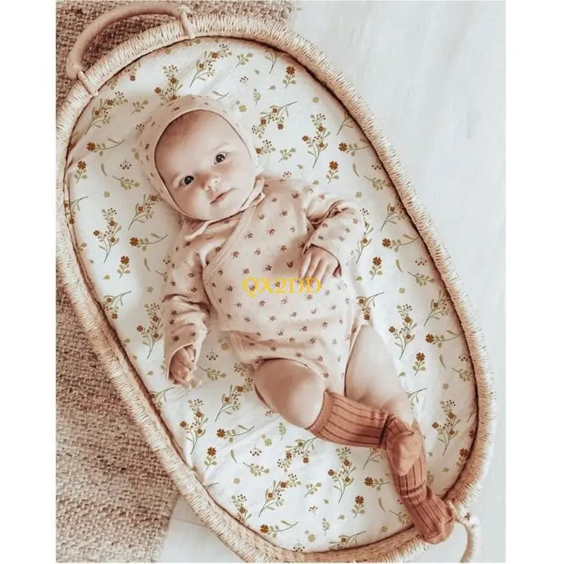 QX2D Baby Fitted Bassinet Sheet Newborn Changing Pad Cover Solid/Printed Breathable Crib Fitted Sheets Cradles Mattress Cover