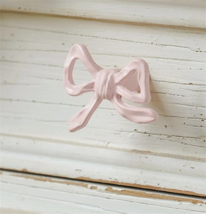 Maniglia per porta dell'armadio per mobili in ferro francese Manopola per cassetto Maniglie per decorazioni con fiocco rosa Maniglie per armadio guardaroba Cupbaord Camera fai da te