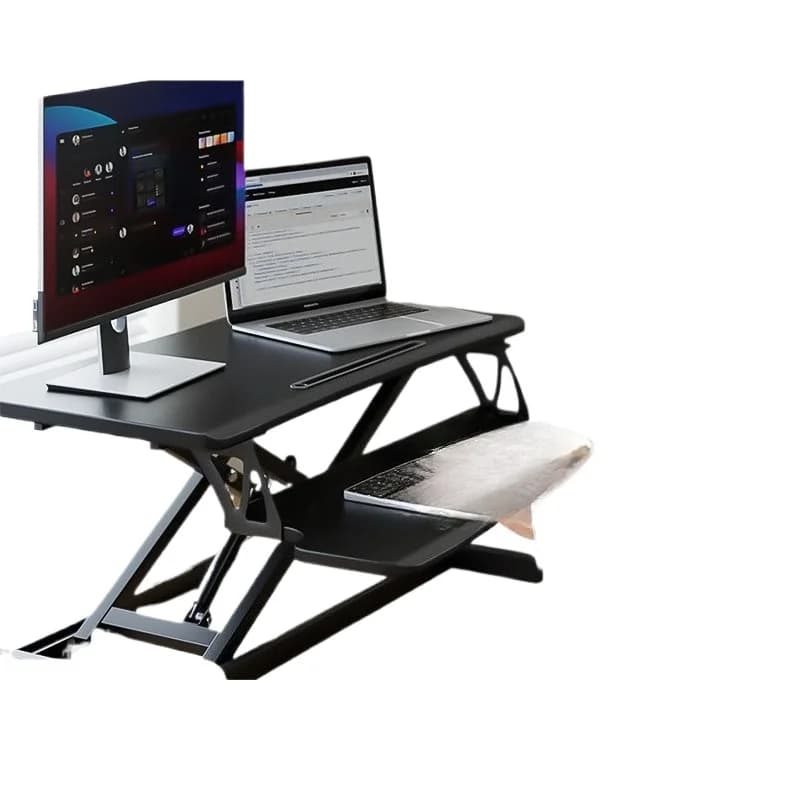 Height adjustable desk computer stand, solid wood, for monitor and notebook