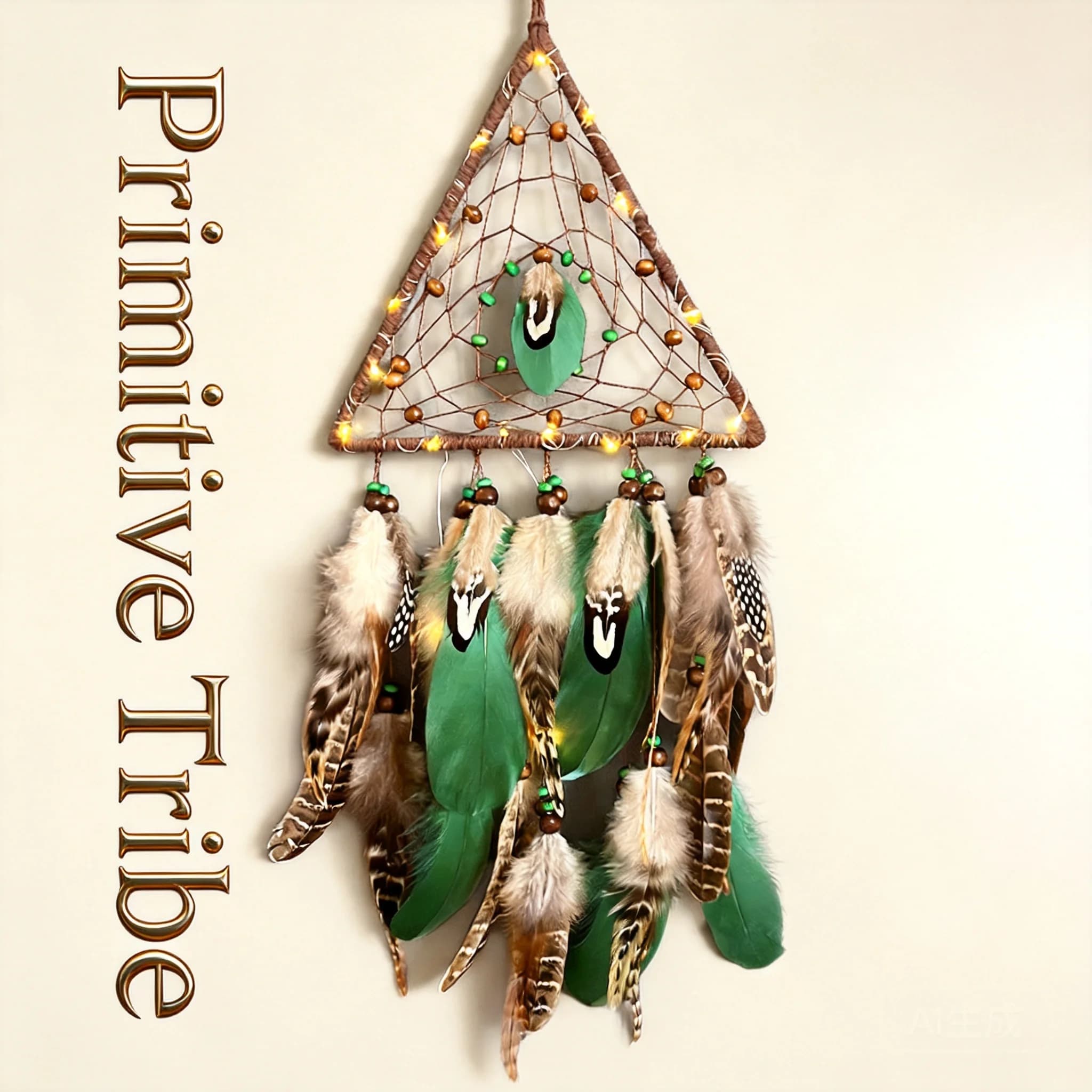 Handmade Tribal Style Triangular Dream Catcher With Natural Feathers Wooden Beads Lucky Blessing Wall Hanging Ornament For Boho