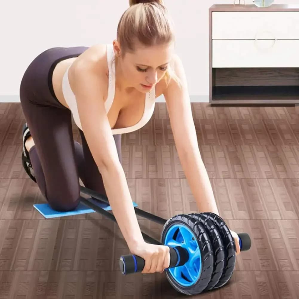 Ruota per Addominali con Maniglie Antiscivolo, Attrezzo per Fitness e Allenamento Muscolare a Casa