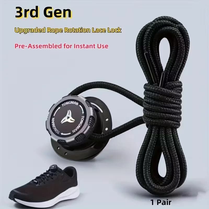 Lacci per Sneaker Casual Quick-Tie, Sistema di Chiusura Senza Nodi - Fermagli Rotanti in Plastica per Lacci - Accessori Sicuri per Scarpe Sportive