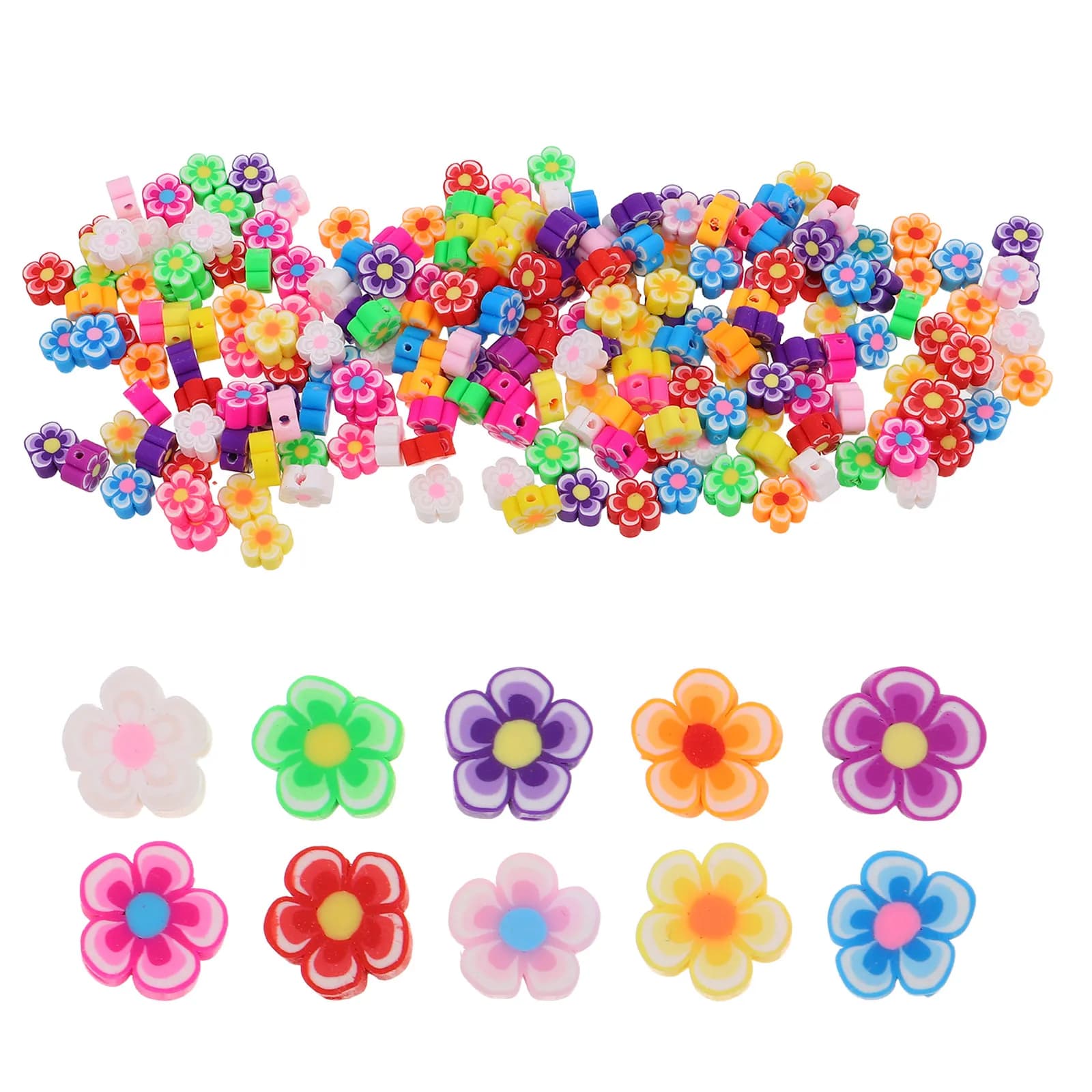 200 Pezzi di Perline in Argilla Polimerica a Forma di Fiore di Prugna 10mm, Ciondoli Floreali Fatti a Mano per Creazione di Braccialetti, Collane, Orecchini e Gioielli Fai-da-Te