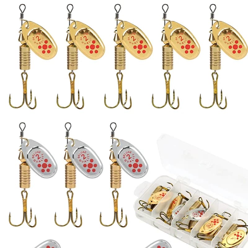 1PCS Metal Plating Spinner Bait 6.7cm/7g Hard Spoon Bass Lures Metal Fishing Lure with Feather Treble Hooks for Pike Fishing