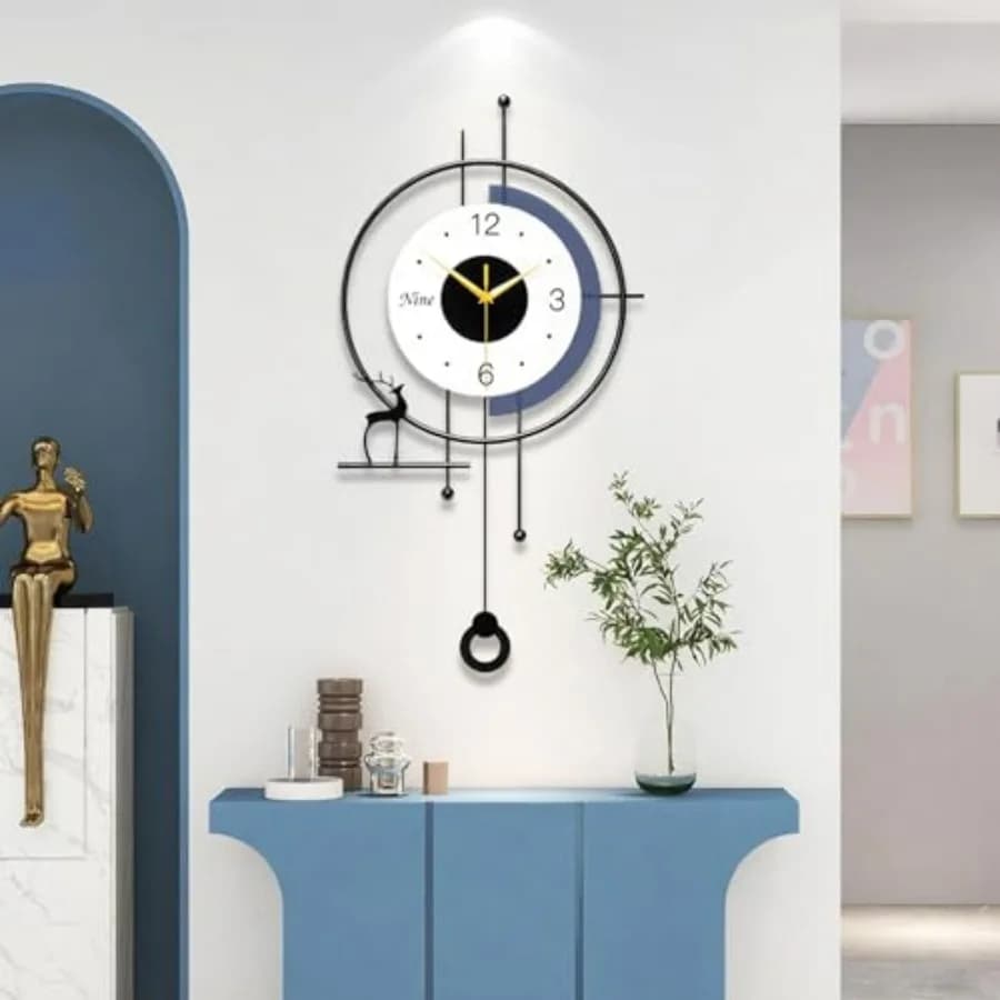Orologio da Parete Grande per Arredamento Soggiorno, Orologio a Pendolo Moderno Silenzioso Senza Ticchettio, a Batteria, 25 Pollici, Orologio da Parete di Design