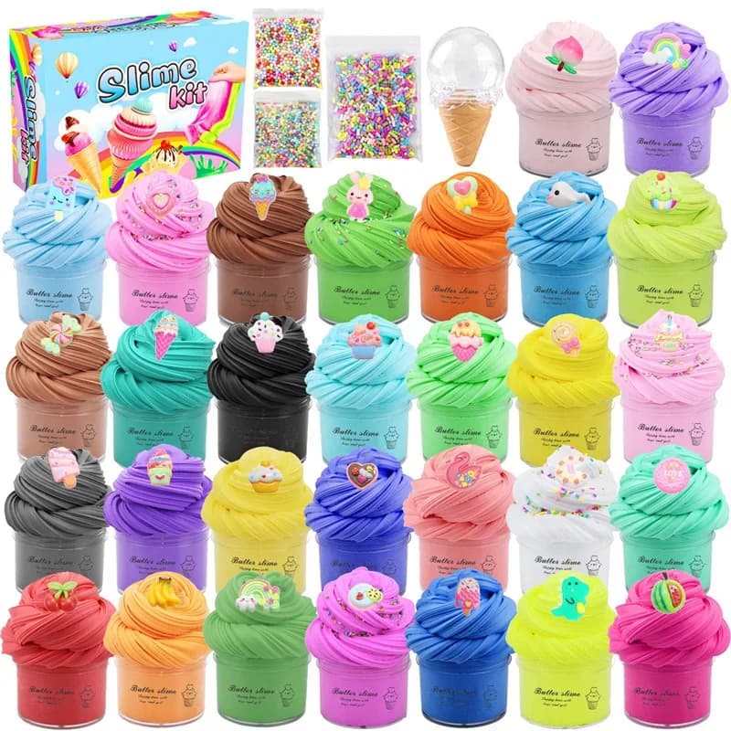 Confezione da 30 pezzi di argilla modellante colorata Slimes Set giocattoli educazione creatività giocattolo ciondoli morbidi arcobaleno argilla melma giocattolo per feste per regalo per bambini
