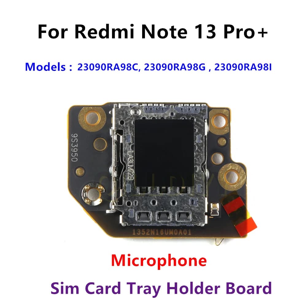 For Xiaomi Redmi Note 13 Pro+ Note13 Pro Plus 5G SIM Card Reader Tray Holder Conecction Board With Mic Microphone Flex Cable