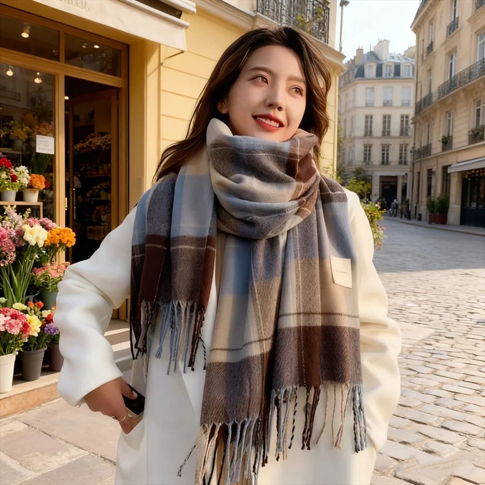 2025 Nuovo Spessore Caldo Sciarpa Invernale Design Stampa Scialle Delle Donne Della Signora Dell'involucro Della Nappa Sciarpe Lavorate A Maglia Da Uomo Foulard Coperta 200*50 CM
