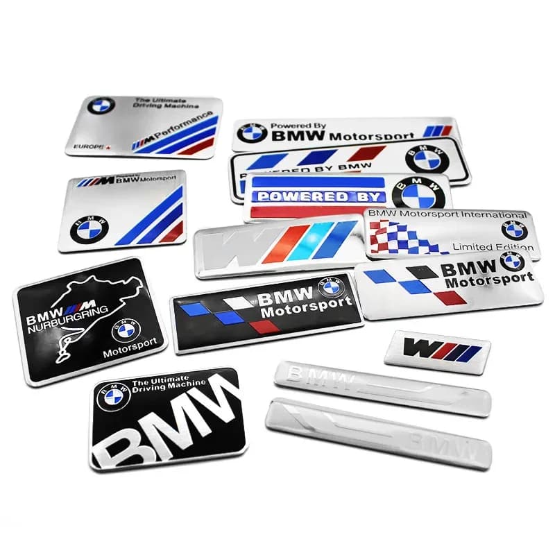 Adesivo Decorativo 3D in Alluminio per BMW E46 E36 G20 E90 E60 F30 F10 E39 X1 M Performance, Accessori per Carrozzeria e Bagagliaio