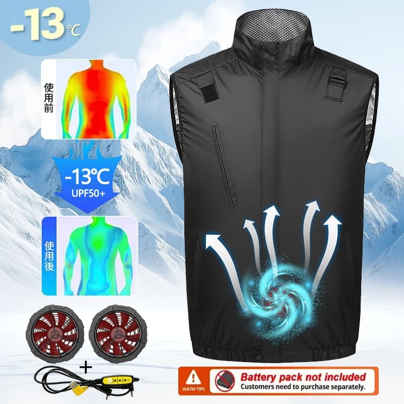 Nuovo Gilet Rinfrescante Estivo, Stile Collo Alto da Uomo, Abbigliamento Intelligente per Raffreddamento e Protezione Solare da Esterno, Unisex