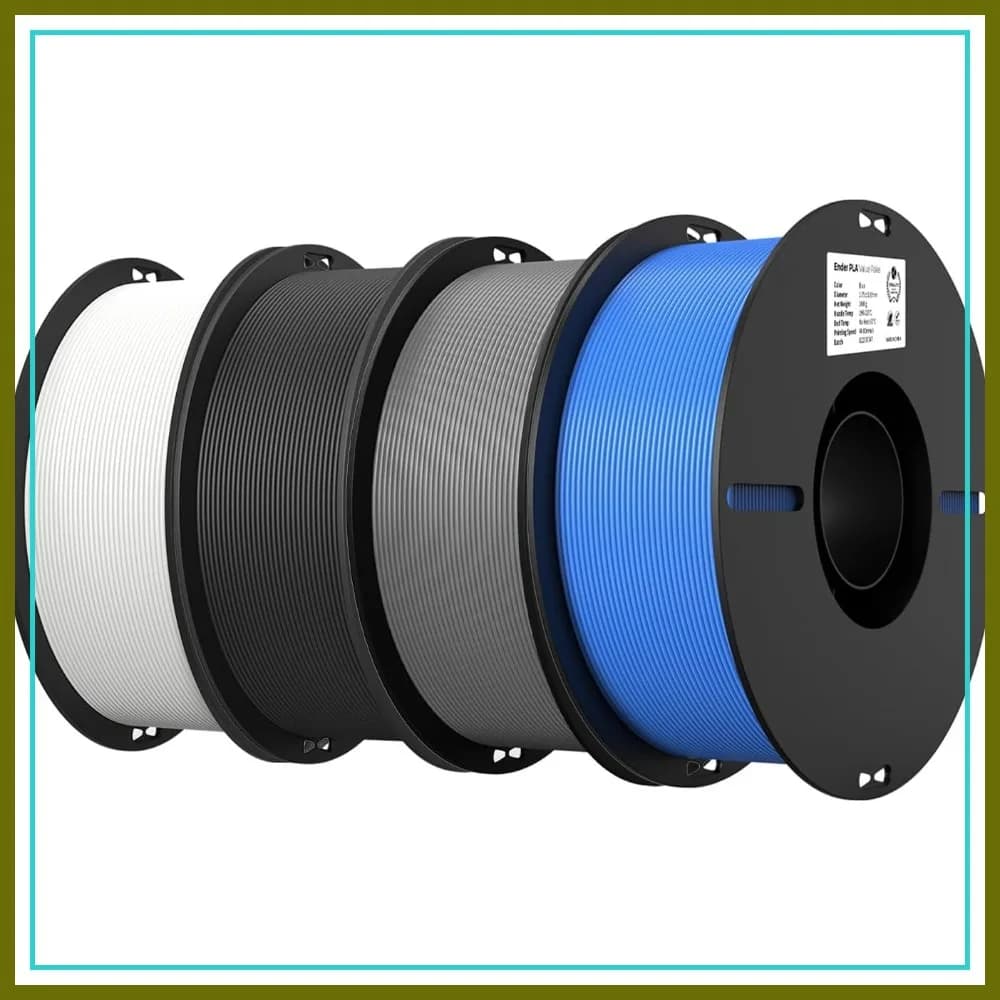 Filamento PLA 1.75mm Confezione da 4KG, Alta Precisione +/-0.02mm, Estrusione Consistente, Stampa Fluida, 4 Bobine da 1KG, Compatibile con la Maggior Parte delle Stampanti 3D FDM