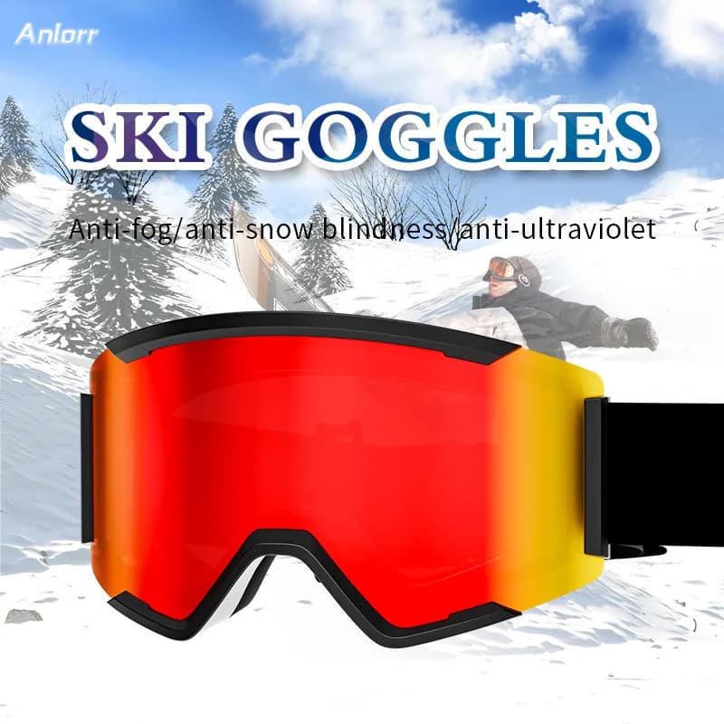 Occhiali da sci con montatura grande a doppio strato Lenti colorate Lenti anti-collisione Sport all'aria aperta Occhiali da snowboard da neve Occhiali da sci