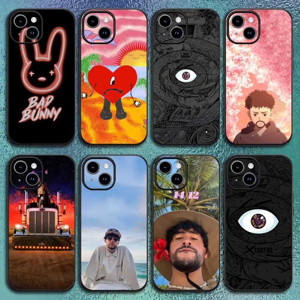 Custodia per telefono B-Bunny per iPhone 17 16 15 14 13 12 11 Pro Max Singer Plus Mini B-Bad Nera Opaca DTMF Soft Shell Funda