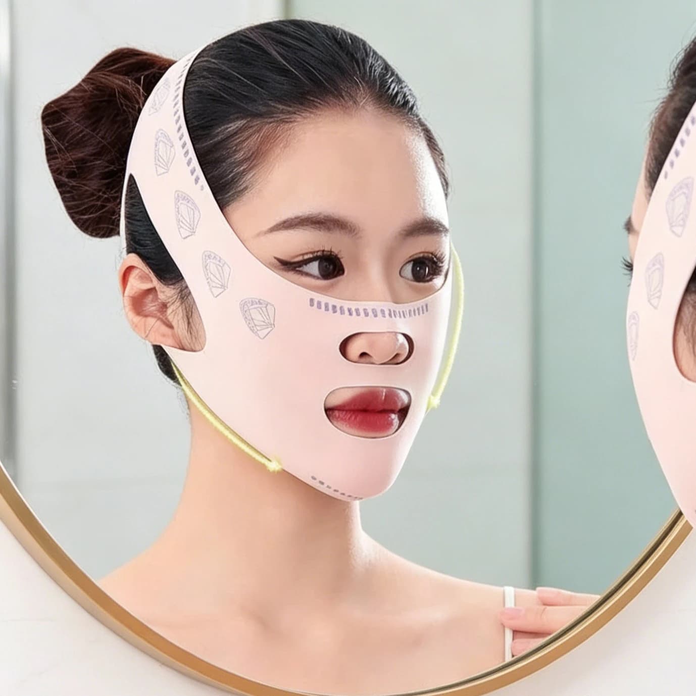 Maschera Notte Modellante Viso con Elastico Rassodante, Maschera Traspirante per Cura della Pelle Effetto Lifting e Modellante a V 2026