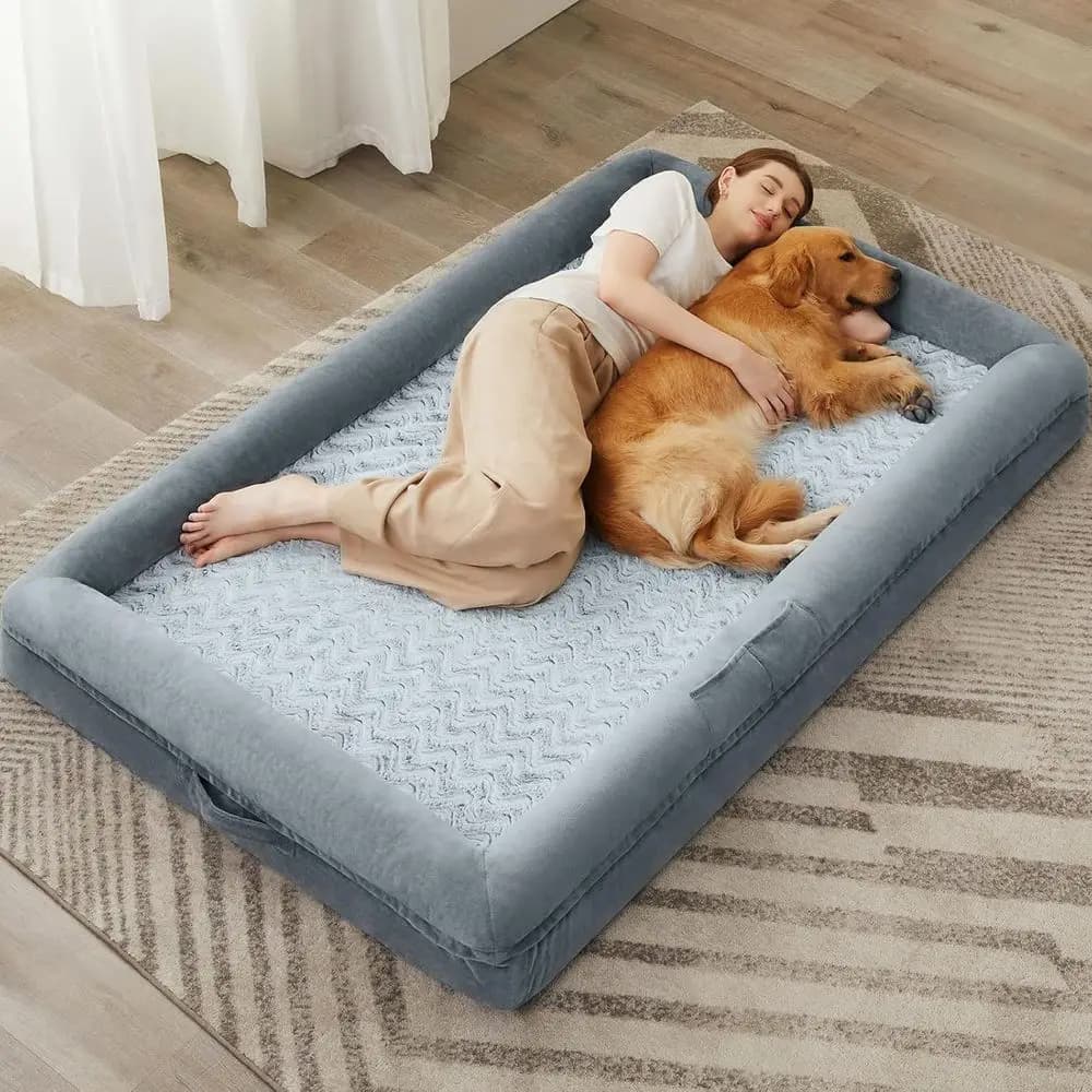 Adult human dog bed, washable dog sofa with removable waterproof coating, orthopedic sofa bed for large animals with reinforced edges