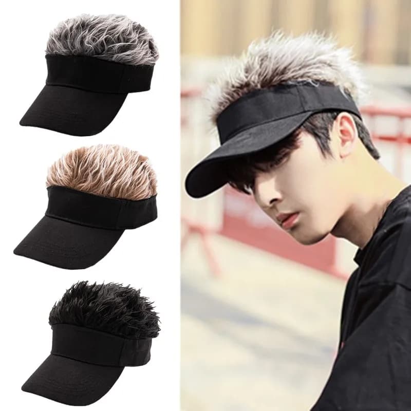 Cappello da Baseball Unisex Autunno Inverno, Cappello a Becco d'Anatra con Protezione Solare, Cappello con Parrucca Integrata per Adulti, Cappello Hip Hop Divertente e Originale