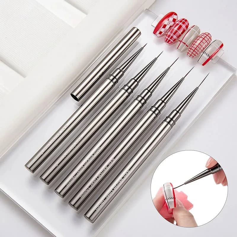 Set di 5 Pennelli per Nail Art, Pennelli per Pittura a Mano, Gel UV, Colori, Pennarelli per Disegno, Accessori per Manicure Fai-da-Te