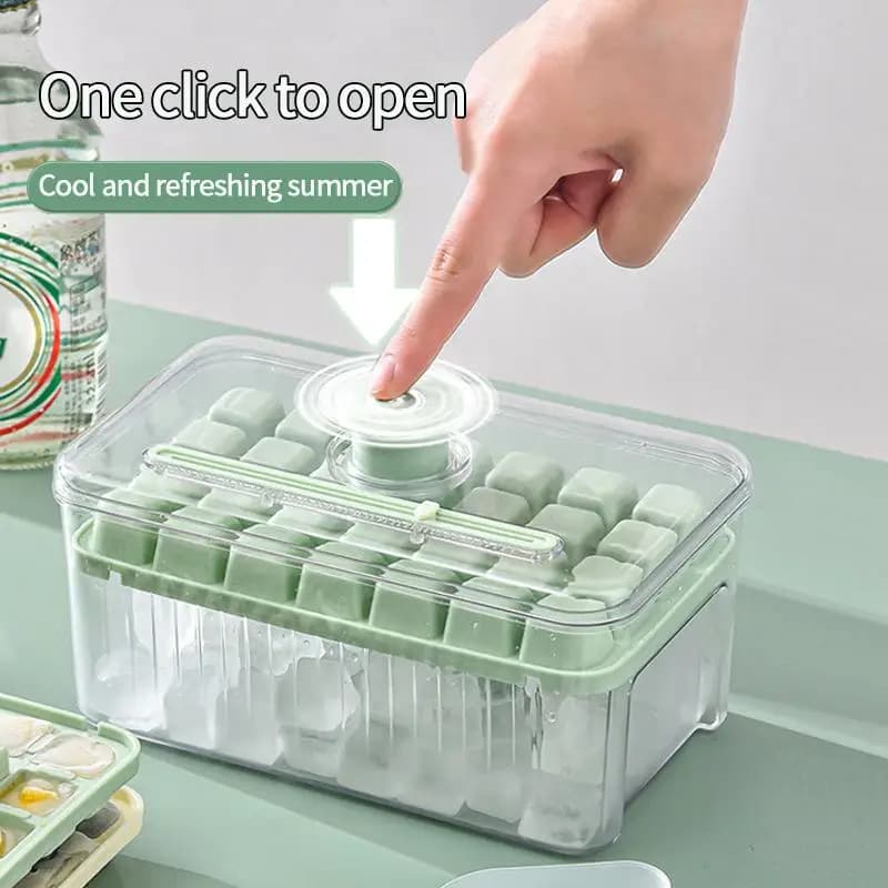 Stampo per cubetti di ghiaccio a rilascio con un solo tocco, 28/56 griglie, vassoio per ghiaccio a pressione, contenitore multifunzionale per ghiaccio, scatola portatile per cubetti di ghiaccio