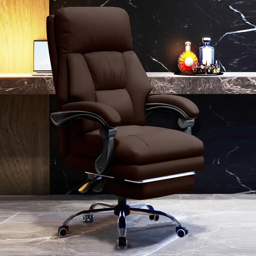 Sedia Girevole Ergonomica con Schienale Alto e Poggiapiedi per Uffici Dirigenziali e Gaming, Reclinazione Regolabile per il Massimo Comfort