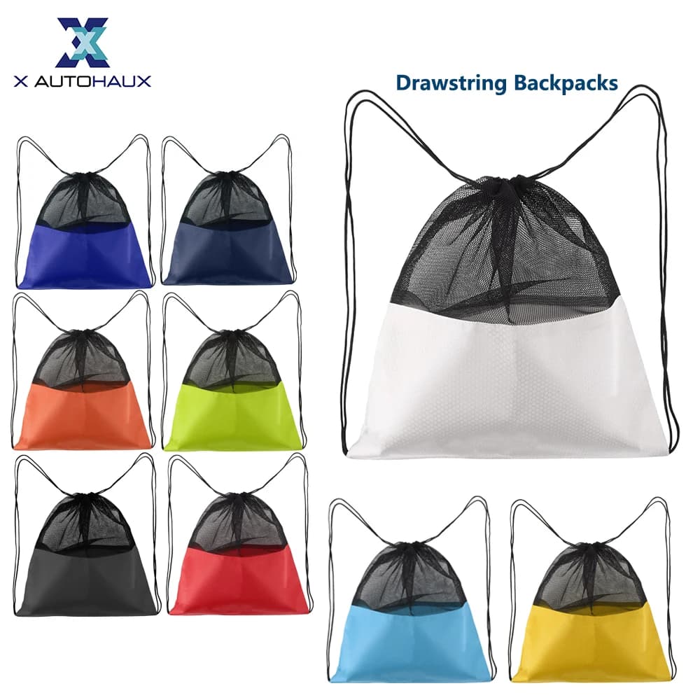 X Autohaux Backpacks with Drawstring Adjustable mesh bag Basketball Volleyball Sports polyester bag to store 42x39 cm