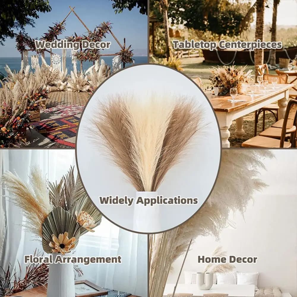 10PCS/Set Simple Home Decor Fluffy Pampas Grass DIY 55CM Fake Plant Reed Flower Arrangement Artificial Plants Wedding Party