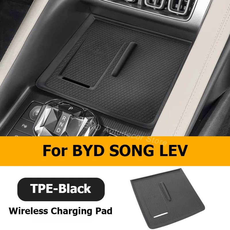 Per BYD SONG LEV 2024 2025 Tappetino di ricarica wireless per auto Tappetino antiscivolo Caricatore per telefono per auto Tappetino protettivo TPE Accessori impermeabili