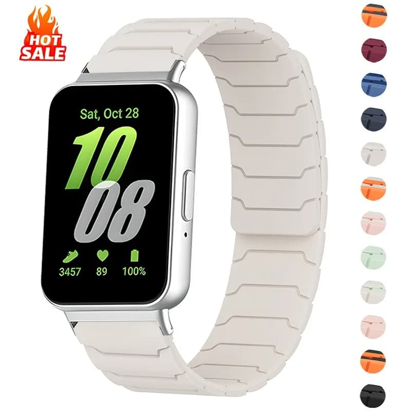 Magnetic Ring Watch Strap for Samsung Galaxy Fit 3 Silicone Sports Strap for Galaxy Fit3 Accessories Running Man Woman Strap