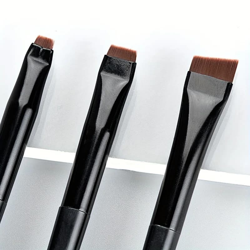 Set di pennelli per il trucco da 3 pezzi, pennello per eyeliner a lama, pennello per sopracciglia con testa obliqua fine, pennello per eyeliner ultra sottile, pennello per ombretto, trucco b