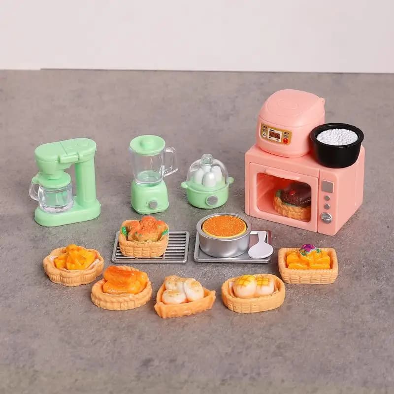 1 Set di Accessori per Bambole: Pane Finto, Nuovo Modello in Scala 1/12 per Casa delle Bambole, Forno Elettronico e Cuociriso