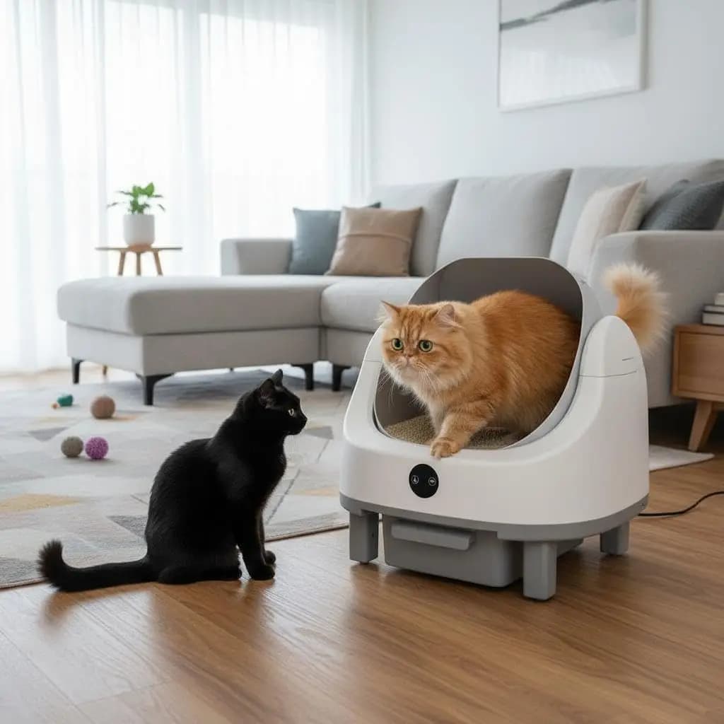 Lettiera per Gatti Autopulente da 9L, Lettiera Automatica Aperta per Gatti con Sensori di Sicurezza, Controllo tramite APP, Monitoraggio in Tempo Reale