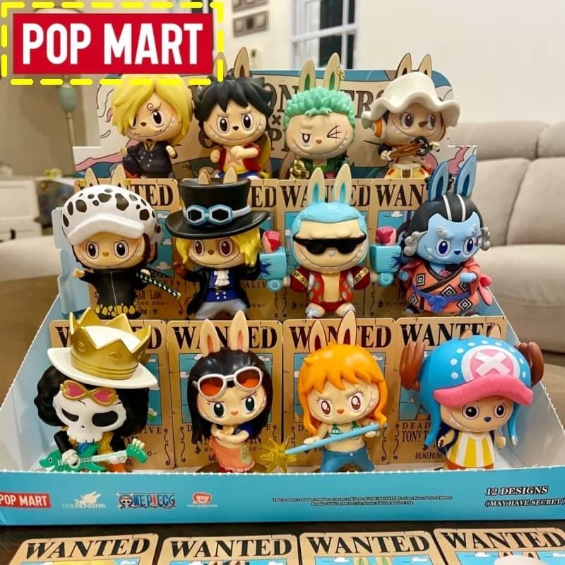 Genuino Pop Mart The Monsters X One Piece Labubu Blind Box Rufy Anime Figura Berry Moneta Base Desktop Ornamento Regali